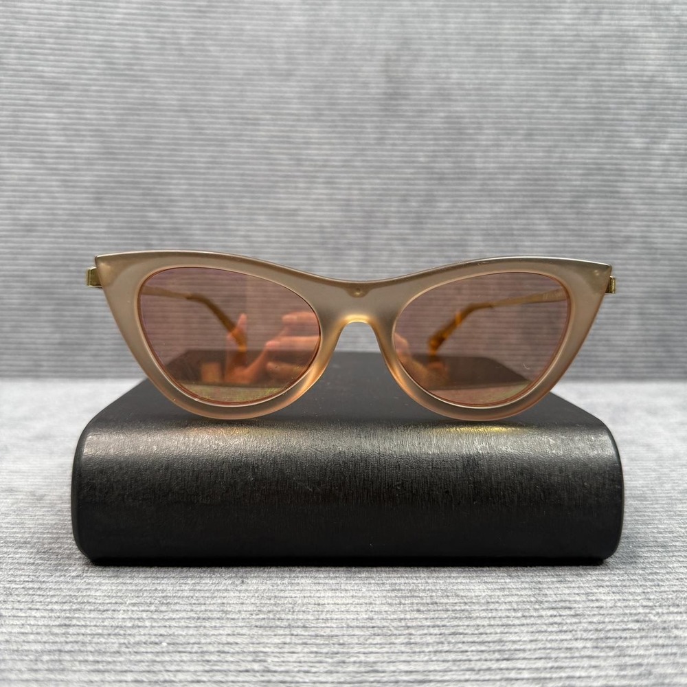 Le Specs Enchantress Cat Eye Sunglasses Matte Sand Gold Amber Lens LSP1702020